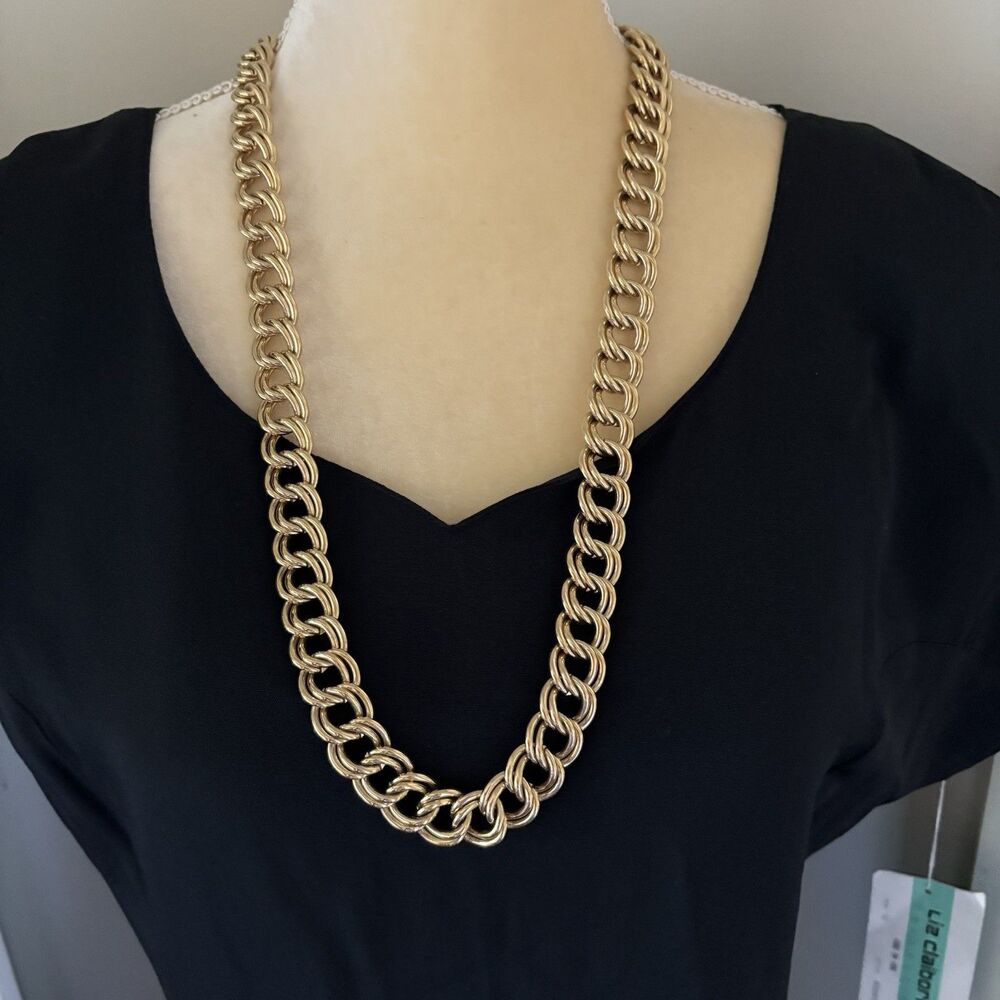 Trifari Gold Tone Chunky Chain Link Necklace 30”